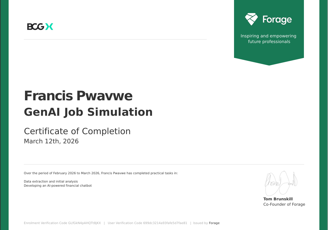 BCG GenAI Job Simulation Certificate